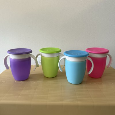 NWOT Munchkin Miracle 360 Trainer Sippy Cup with Handles & Covers 7oz 4pk