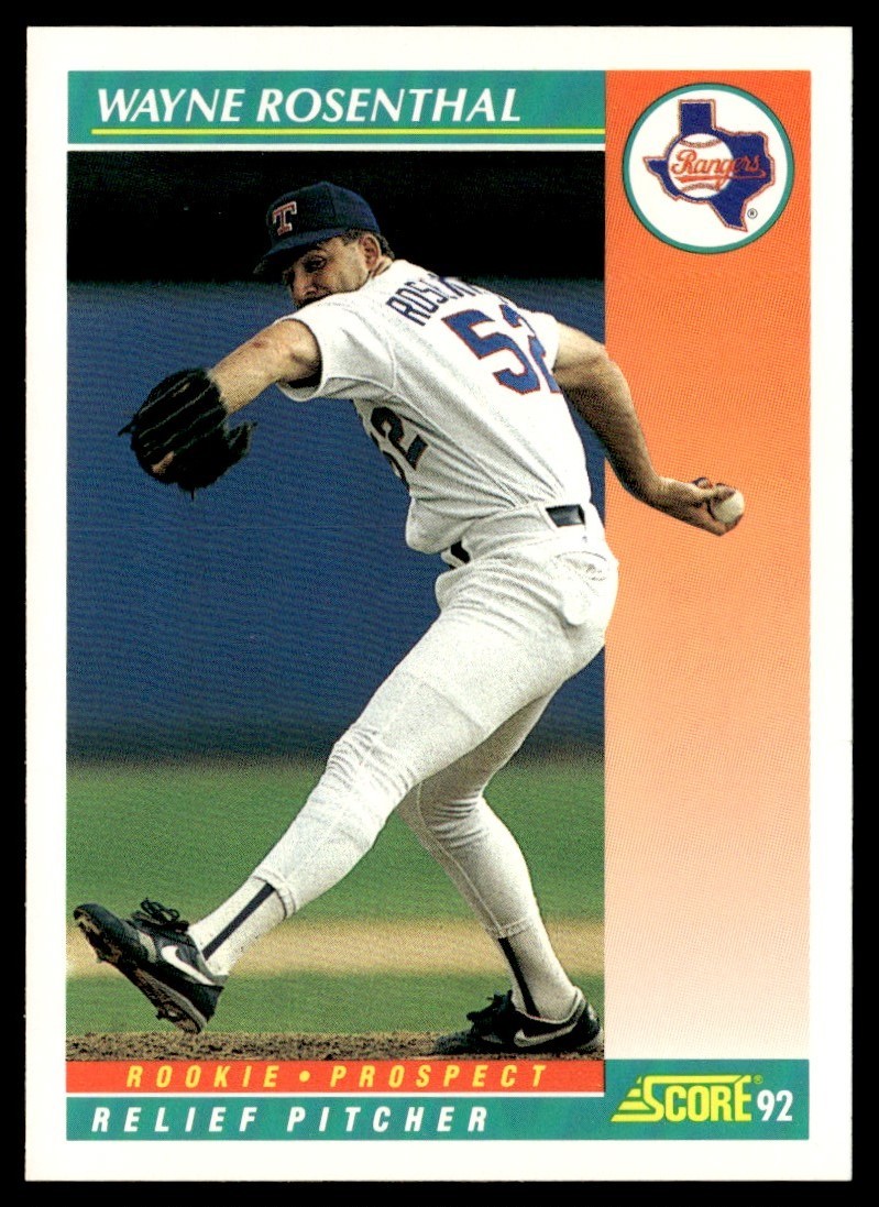 1992 Score Wayne Rosenthal Rookie Texas Rangers #749B