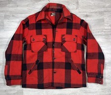 Vintage Woolrich Wool Mackinaw Cruiser Jacket Buffalo Plaid Red 42 Large 60s
