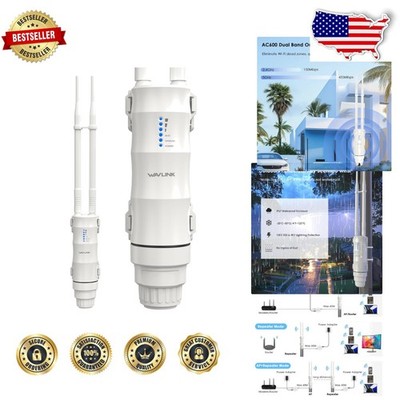 Outdoor Access Point AC600 Long-Range WiFi Extender  Weatherproof Dual Band 5...