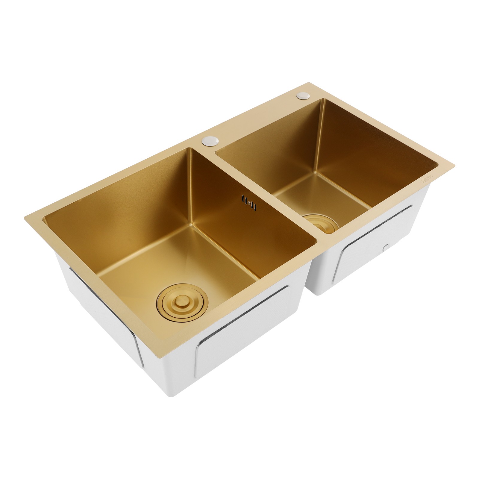 Undermount Workstation Kitchen Sink Double Bowl Stainless Steel Sink Gold