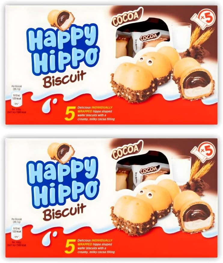 Bundle of 2 | Happy Hippo Biscuit Cocoa – 5 Individually Wrapped Wafer Biscui