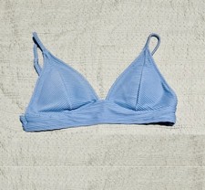 Old Navy Women s Pucker Triangle Ribbed Bikini Swim Top Light Blue Size Medium
