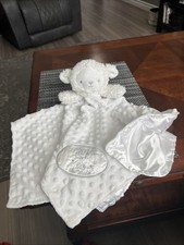 LITTLE ME WHITE LAMB SATIN BACK WELCOME To The World Lovey Security Blanket.