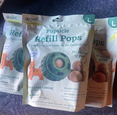 Woof Pupsicle Chicken Pops Refills Large Low Mess Dog Treat EXP 02/04/27
