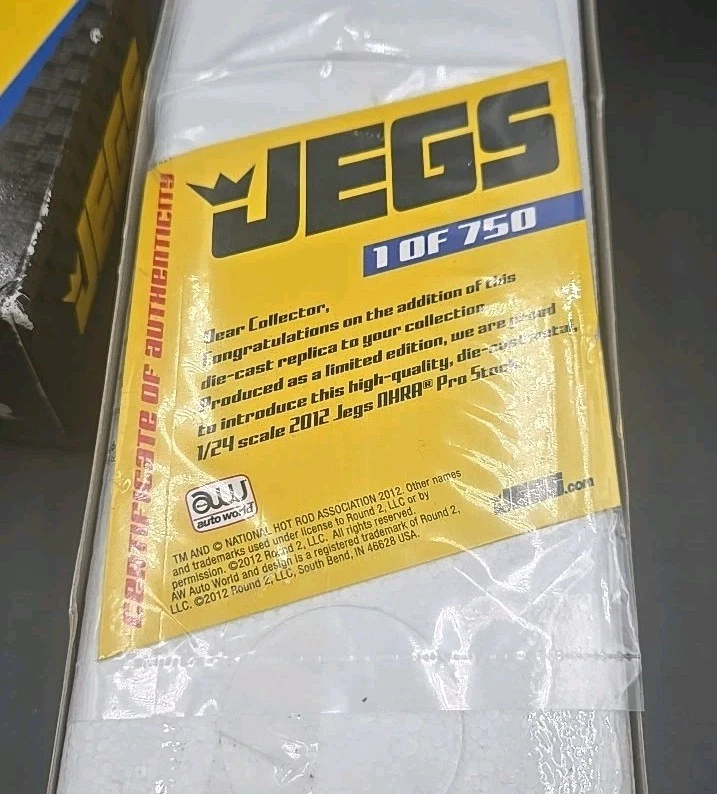 Dodge Avenger 2012 Jegs Jeg Coughlin Jr 1/24 NHRA Pro Stock Modelo Coche Firmado Certificado de Autenticidad Foto 3 de 4