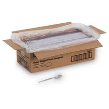 Dixie TH017 6" Heavyweight Plastic Cutlery Crystal Clear Teaspoon (1000/Ct) New