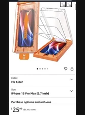 MRGLAS 3+2 Packs for iPhone 15 Pro Max Screen Protector 6.7 Set Of 5