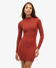 Image of Superdry Womens High Neck Long Sleeve Jersey Mini Dress