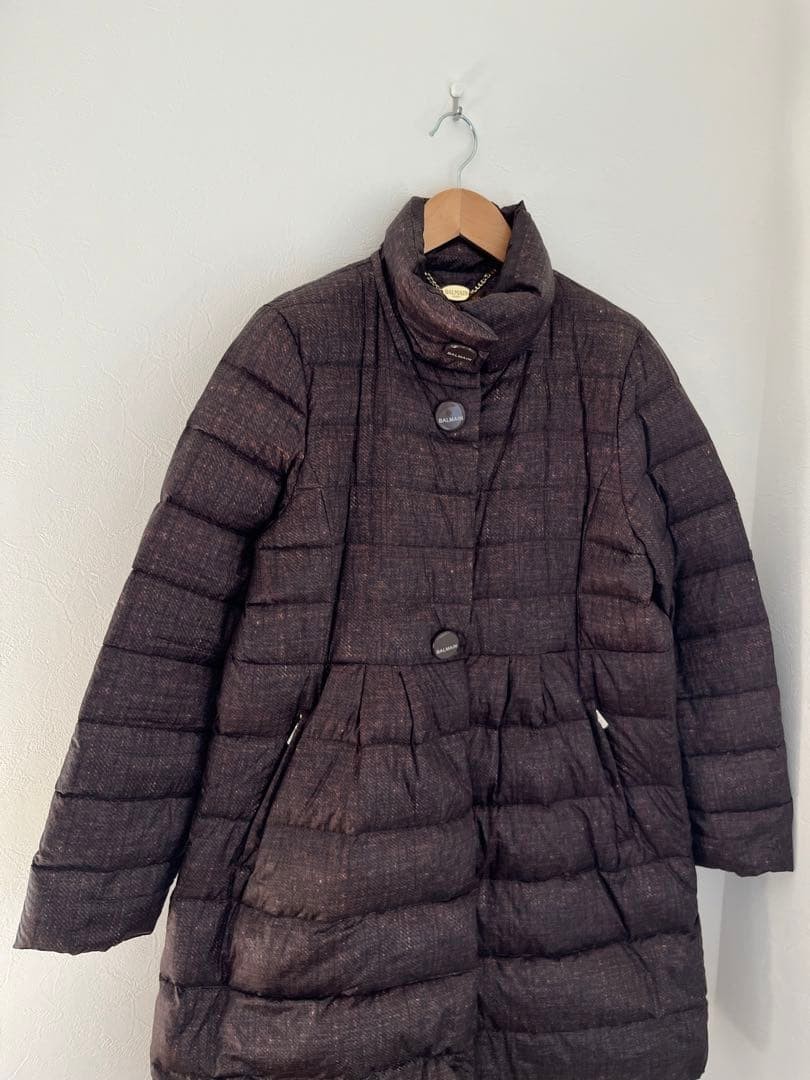 Balmain Down Jacket Dark Brown L Missing Hood Used - image 2