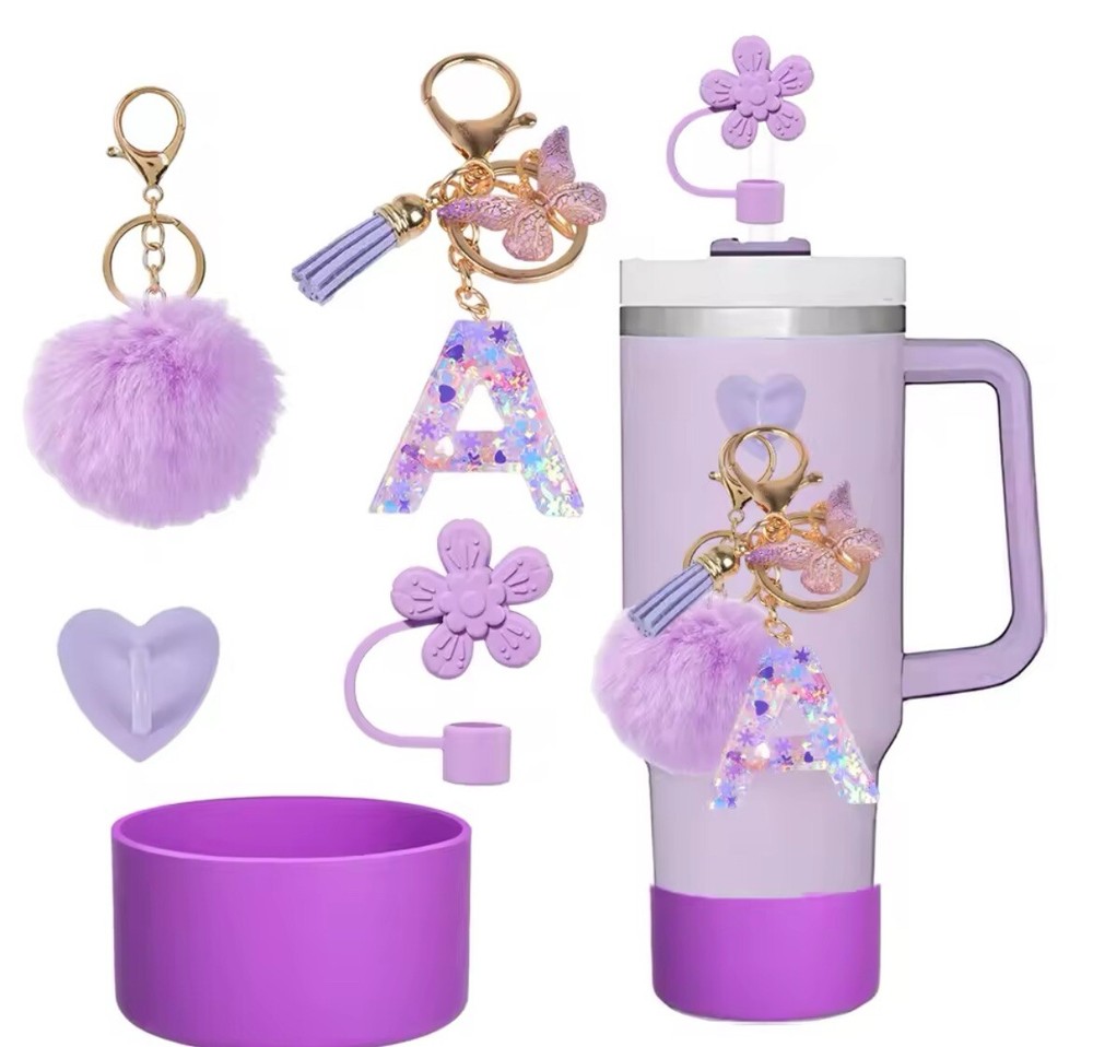 5PCS Cup Accessories Set for Tumblr 30oz 40oz, Tumbler Initials Decorations