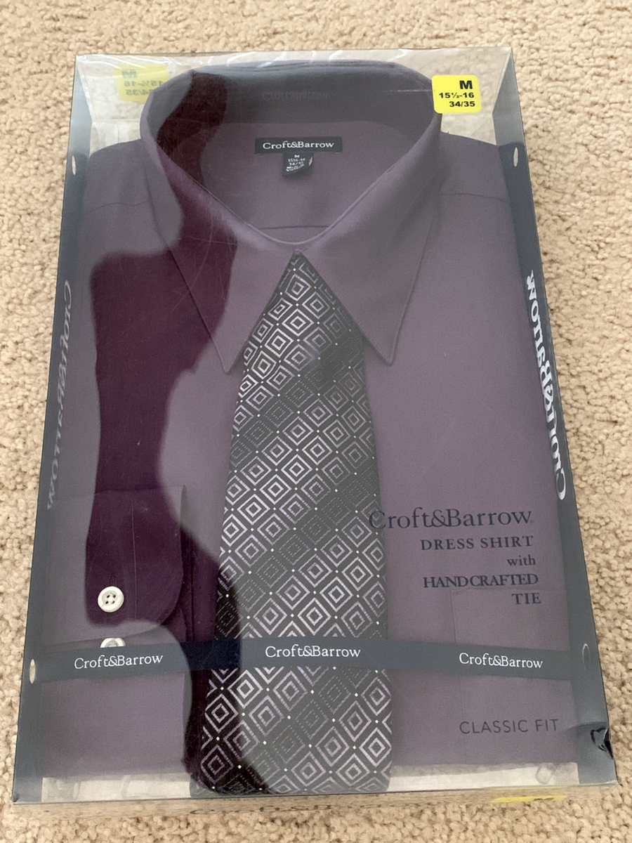 croft and barrow dress shirt and tie Men's Croft & Barrow Classic-Fit Stretch-Collar Dress Shirt and Patterned Tie Boxed Set