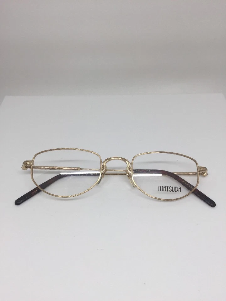 Vintage Matsuda 2878 Eyeglasses C. Gold With Detail On Temples Frame 48mm Japan - Image 4 of 4