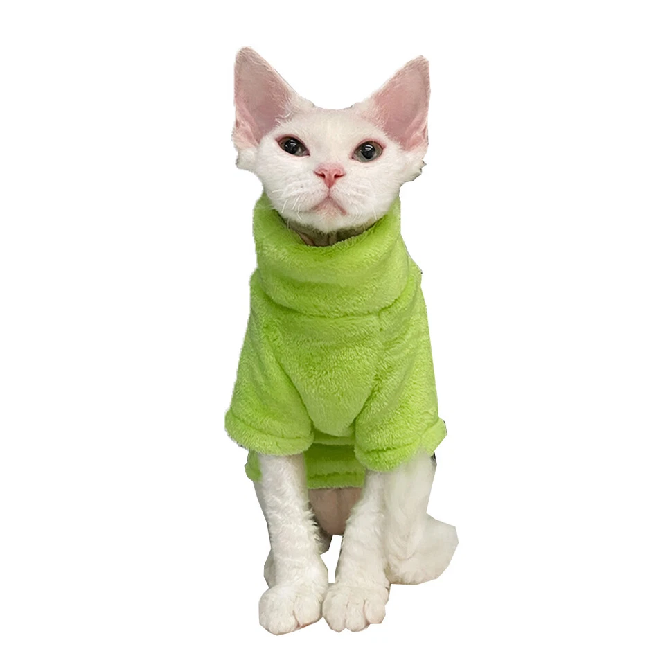 Suéter con Capucha Gato Mascota Sin Pelo Invierno Cálido Esfinge Gato Ropa Cómoda NUEVO Foto 4 de 4