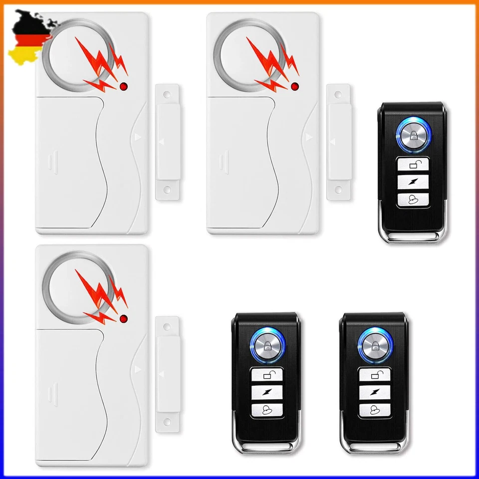 110dB Funk Einbruchschutz mit Fernbedienungen Tür Fensteralarm Alarmanlage - Bild 2 von 4