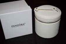 Pandora Tall Zippered White Jewelry Box Travel Case With 3 Stacked Trays NIB UT3