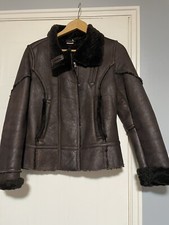 Timberland Soft Sheepskin Bomber Jacket Uk10 Brown In New