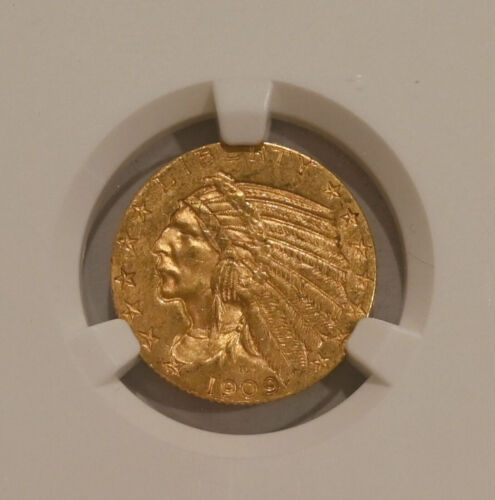 Moneda de media águila cabeza india de 5 dólares de oro D 1909 NGC ESTADO COMO NUEVA 62 - Imagen 3 de 4
