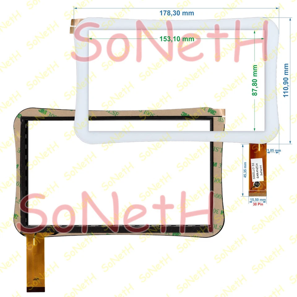 MULTIMARCA/GENERICO Touch screen YASHI Genius YP704 7,0" Vetro Digitizer Bianco