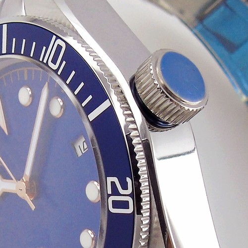 41mm Sterile Automatic Men's Watch NH35 Blue Dial Sapphire Glass Aluminum Bezel - Picture 6 of 7