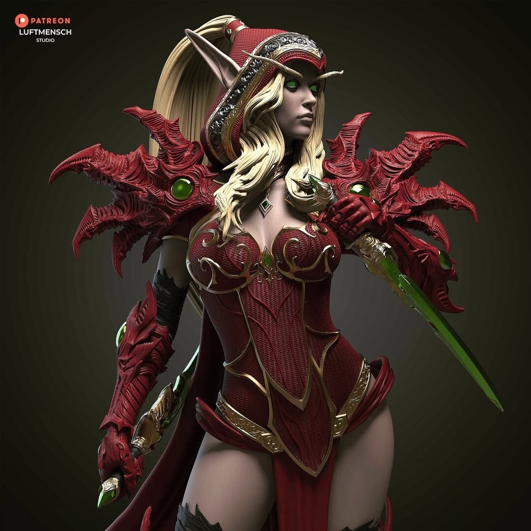 Valeera Sanguinar WOW Pintado 1/4 Impreso 3D Figura 12K Estatua Resina Modelo Kit