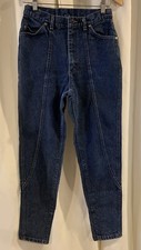 Vintage Lee Jeans high rise dark wash detailed seaming tapered leg Size 11