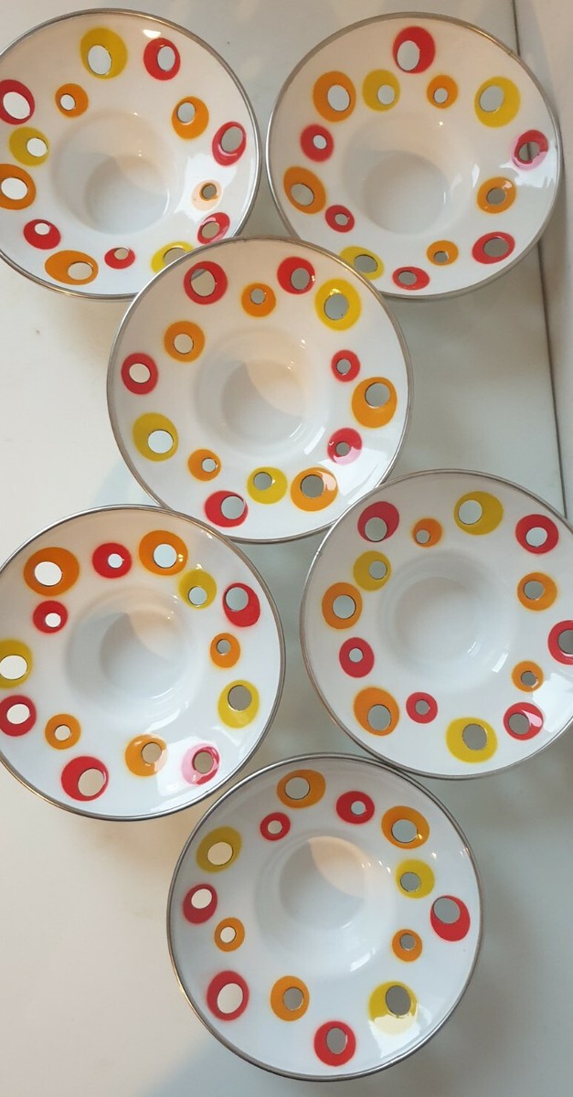 Vintage Années 90 : Lot De 3 Bougeoirs émaillés IKEA, Style Moderniste Orange