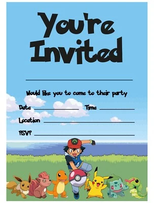 POKEMON THEME BIRTHDAY PARTY INVITATIONS POKEMON INVITES CHILDREN BOYS KIDS