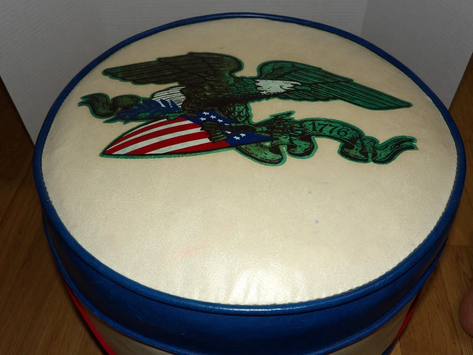 Vtg 1976 USA Bicentennial Drum/Eagle Footstool Patriotic Military Style 1776 - Image 4 of 4