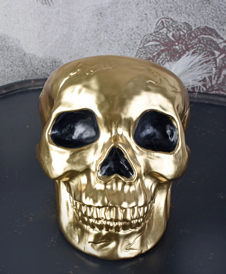 Dekoschädel Übertopf Totenkopf Dekokopf Totenschädel Gold Schädelvase Blumentopf - Bild 4 von 4