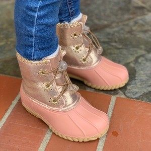 rose gold metallic boots