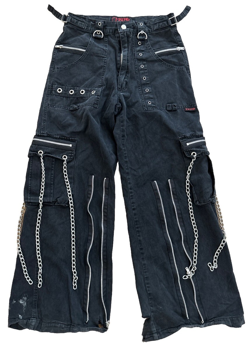 TRIPP NYC Cargo Pants Mens Wide Leg Baggy Bondage Rave Dang