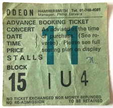 Bethnal - Sat 25th November 1978 Hammersmith Odeon London Original Ticket Punk