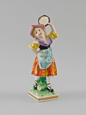 9997047-d Porzellan Figur Zigeuner-Mädchen Mary Tamburin Ernst Bohne H14cm
