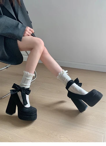 Platform Mary Jane Shoes Fashion Cross Strap Thick Heel Shoes Dress Shoes Pumps - Bild 13 von 24