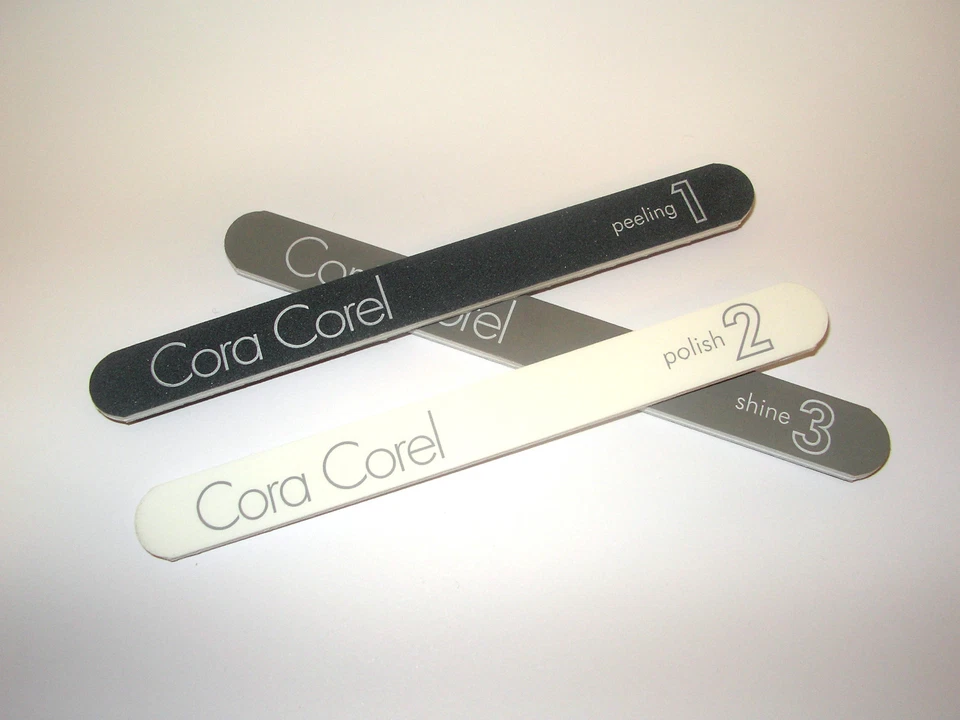 CORA COREL Nagelglanzkissen Set 3 Polierfeilen für glänzende feste saubere Nägel