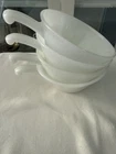 Vintage Anchor Hocking Fire King White Milk Glass Soup Bowls w/handles USA