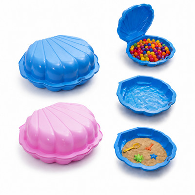 Sandkasten mit Deckel Sandmuschel Bademuschel Kunststoff Sandbox Wasser Muschel
