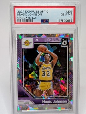 2024 Donruss Optic Magic Johnson Cracked Ice /25 PSA 10