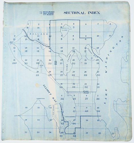1900 SEATTLE Map Sectional Index (24x22) ORIGINAL Downtown - Ballard - Pioneer