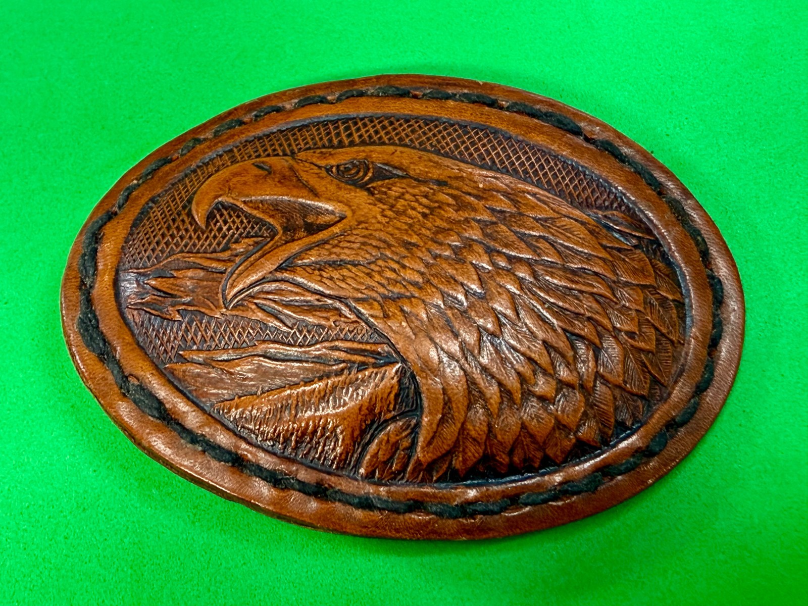 Attacking Bald Eagle Head Embossed on Brown Leath… - image 16