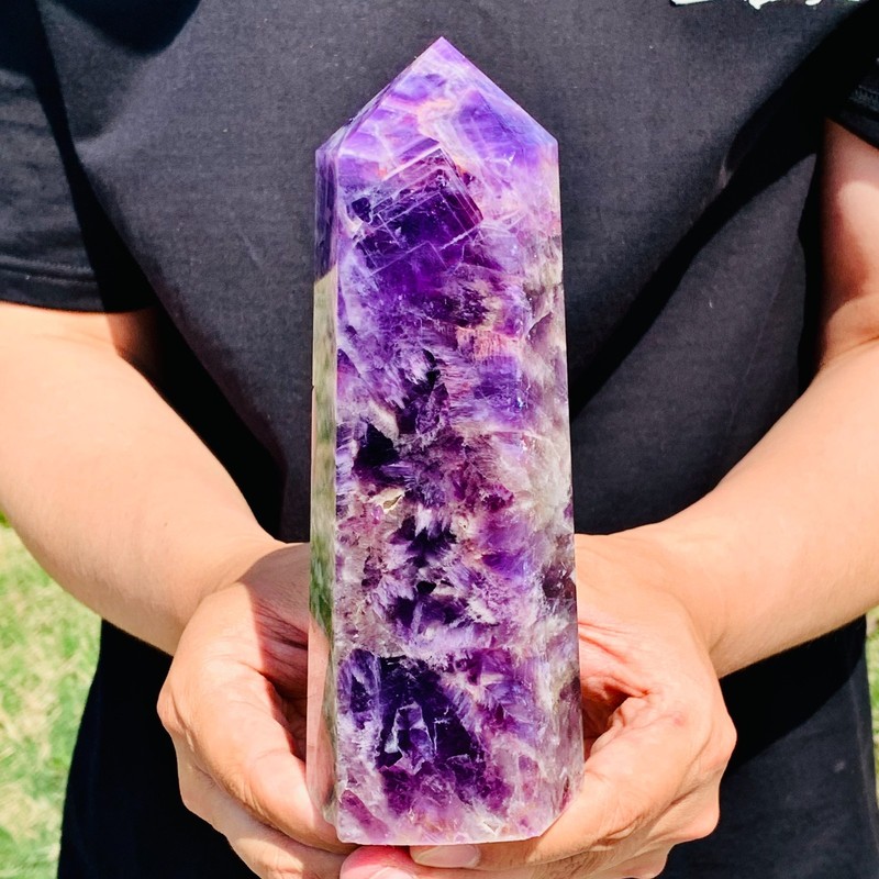 2.16LB Natural Dream Amethyst Crystal Column Magic Wand Obelisk Point Healing