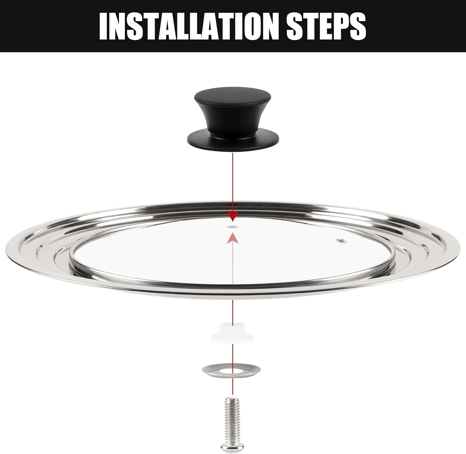 Pan Lid Fits 11, 12 & 13 Inch Cookware, Universal Lid for Pots, Pans and Skillet