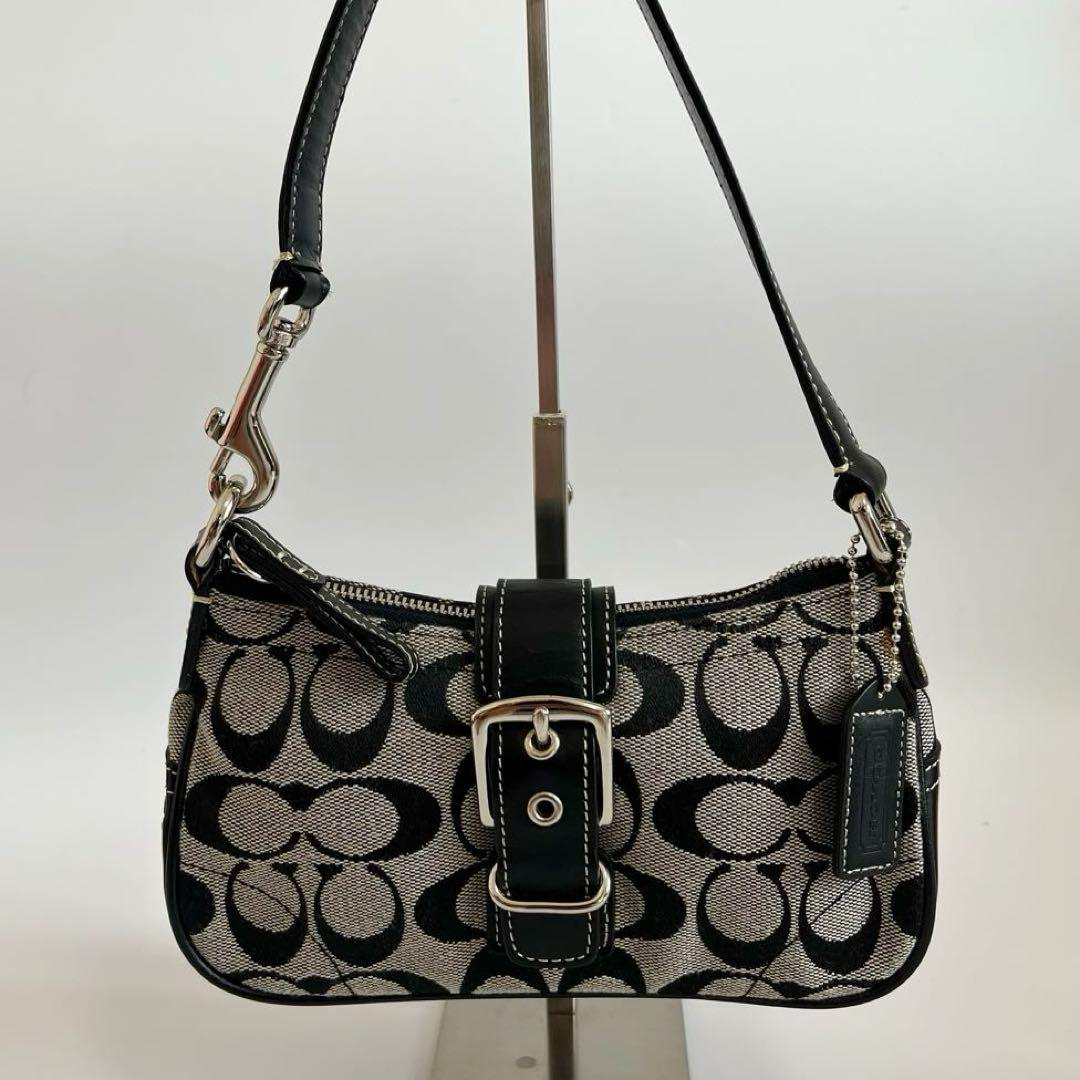 COACH 6362 Soho Signature Mini Handbag Grey × Black Canvas Leather