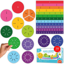 166 PCS Magnetic Fraction Tiles Fraction Circles Elementary Fraction Magnets Set