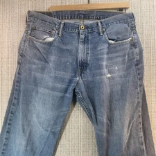 Levis 569 Jeans Mens 36x30 Light Wash Blue Denim Loose Straight Fit Distressed