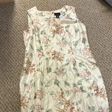 Scarlett Women's Ivory Floral Sleeveless Round Neck Sheath Short Dress 14