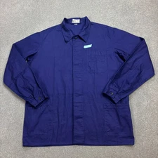 French Jacket Adult Large Blue VTG Canvas Military Work Wear Chore Utility Men