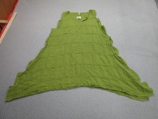 Completo Lino By Arthurio Dress Womens M Green Linen Swing Trapeze Layered Boho