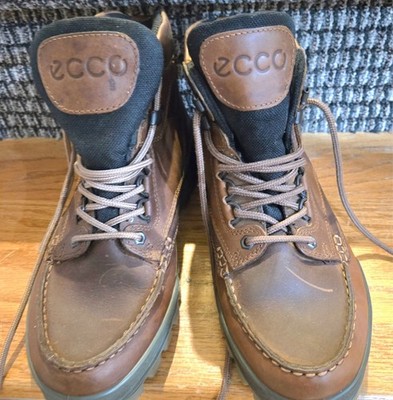 ECCO Track 25 High GTX Brown Leather Moc Toe Waterproof Hiking Boots Mens